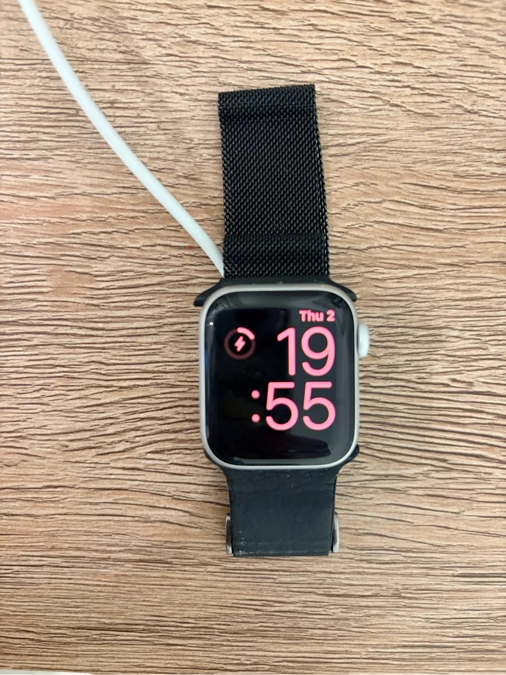 Apple Smartwatch with Black Case and Black Bands - Pink Digital Display